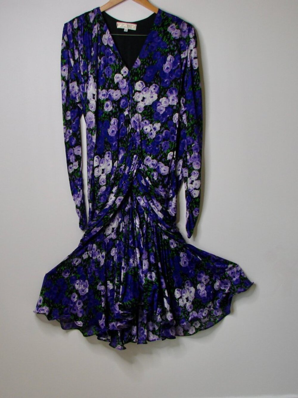 Vintage 80s Casimirri Dress Cocktail Wedding Made in Italy Purple Floral Small